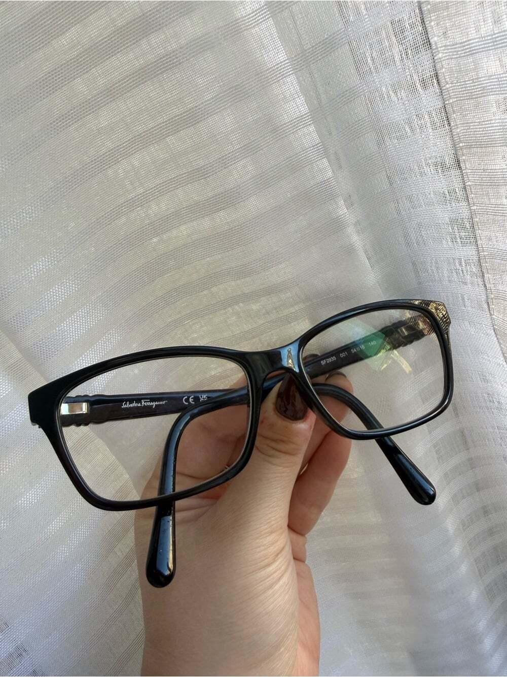 Salvatore Ferragamo Glossy Black Rectangular Eyeglasses SF2935 001 54 16 140 - Picture 6 of 7